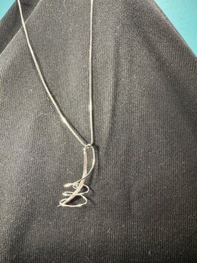 Frederic Duclos 925 Sterling Silver Blue Topaz Swirl Pendant Necklace - Signed